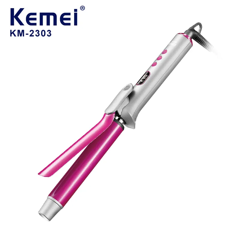 Kemei KM-2303 Display LCD professionale arricciacapelli 360 rotazione professionale grande ferro arricciacapelli elettrico ondulato per capelli
