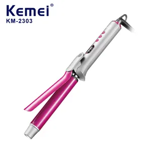 Kemei KM-2303 LCD ekran profesyonel saç maşası 360 rotasyon profesyonel büyük dalgalı elektrik saç maşası