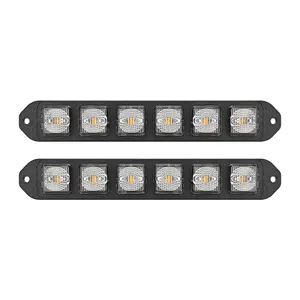 ไฟแฟลช6LED 18W สำหรับรถยนต์ฉุกเฉินไฟสีเหลืองสีแดงน้ำเงินสำหรับรถบรรทุกไฟ LED กะพริบสัญญาณเตือนบนตะแกรงติดรถ