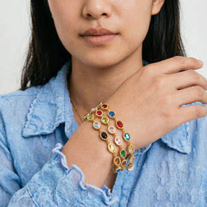 Multi-Strand Rainbow Color <b>Crystal</b> <b>Bracelet</b> Oval Water Drop Rhinestone Gold Chain Fashion Hand Jewelry For Women - Product Image 4