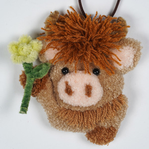 Kit de feutrage à l'aiguille DIY - Pendentif adorable vache des Highlands - Idéal pour débutants avec tutoriel vidéo, ensemble de fabrication de porte-clés animaux faits main - Product Image 6