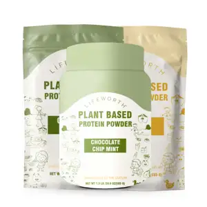 Lifeworth private label chocolate peanut butter flavor plant extract pea protein isolate plant based protein powder vegan