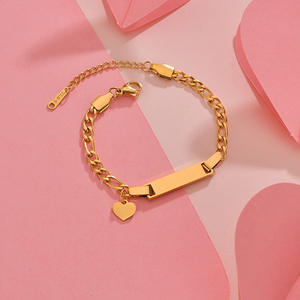 Gioielli per bambini fai da te bracciale con nome personalizzato in acciaio inossidabile placcato oro 18 carati con targhetta in metallo personalizzata - Product Image 5