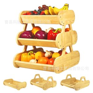 Panier à fruits en bois à 3 niveaux, empilable, pour comptoir de cuisine, couleur bois naturel, taille L - Product Image 5