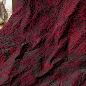 Tela Brocada con Diseño <span class=keywords><strong>Floral</strong></span>, Transpirable, para Tapicería, Entretela, Delgada, Suave, Color Rojo Rosa Mate, Venta al por Mayor de Fábrica China - Product Image 3