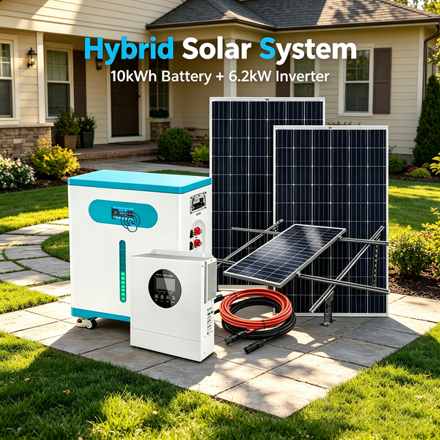 Solar Setup Package Home Solar Power System 10.24kWh Lithium Ion 6.2kW MPPT Inverter Full Kit Solar Panels Kit