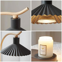 Pemanas Lilin Aroma Elektrik, Lampu Peleleh Lilin Seni Lipit, Lampu Pemanas Lilin Kayu Besi untuk Rumah dengan Timer