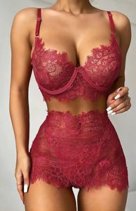 X2316 Groothandel Sexy Kant Lingerie Set Intieme Slaapkamer 3 Stuks Bh + Slipje + Rok Volwassen Damesondergoed - Product Image 3