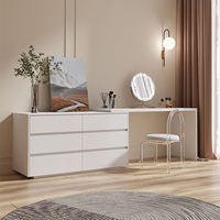 Coiffeuse minimaliste de luxe en bois massif avec miroir éclairé par LED vanités de maquillage rétractables et fonction de stockage pour la chambre à coucher