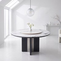 Table à manger de luxe pour hôtel moderne avec plateau en ardoise naturelle blanche pour restaurant, ensemble table et chaises