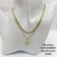 Collier pendentif croix XUPING en gros, multi-styles, imitation perle, double chaîne, empilable, réglable, bijoux religieux