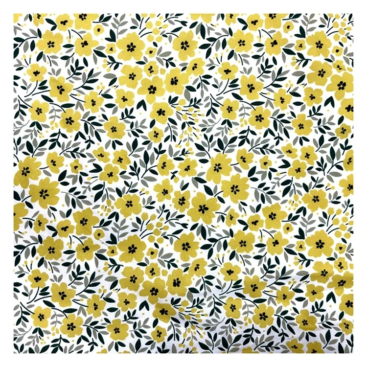 Цветочный дизайн, цифровая пользовательская печать, ткань Lyocell Tencel для платья