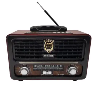 MEIER M111BT FM AM SW 3 bande Radio sistema audio frequenza pelle serraggio tasca Radio altoparlante manovella Wireless dinamo Ce