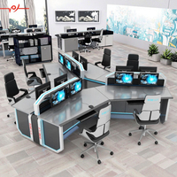 Haoyuan Console de contrôle intelligente Console de surveillance du centre de commande Conception de LED Bureau irrégulier