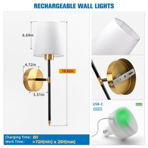 Lámpara <span class=keywords><strong>de</strong></span> <span class=keywords><strong>Pared</strong></span> Interior Moderna RGB Recargable, Lámpara <span class=keywords><strong>de</strong></span> <span class=keywords><strong>Pared</strong></span> LED Inalámbrica con Control Remoto y Regulable para Dormitorio, Sala <span class=keywords><strong>de</strong></span> Estar - Product Image 6