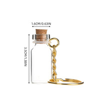 Flacons en verre de 2ml avec couvercles en liège petits bocaux transparents avec porte-clés en métal bouteilles à message miniatures pour bricolage artisanat faveurs de mariage