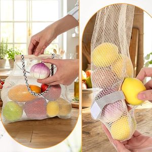 Lot de 4 sacs de rangement en filet suspendus, sacs réutilisables respirants pour fruits et légumes, sacs en filet portables pour fruits, légumes, oignons - Product Image 2
