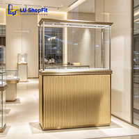 Vitrine de présentation de bijoux en aluminium, comptoir de bijouterie de luxe commercial, vitrine de présentation de bijoux en acier inoxydable