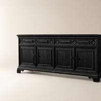 Buffet de luxe en bois massif chêne noir à 4 portes, armoire architecturale pour hôtel, villa, mobilier de maison