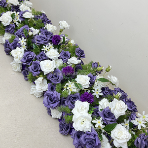 Flores Artificiales Románticas de Color Morado, Arreglo Floral en Forma de Arco, Camino de Mesa con Lirios Blancos, Centro de Mesa Floral - Product Image 1