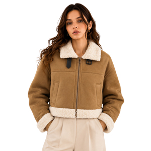 Nuovo <span class=keywords><strong>cappotto</strong></span> alla moda da <span class=keywords><strong>donna</strong></span> <span class=keywords><strong>in</strong></span> <span class=keywords><strong>pelliccia</strong></span> sintetica reversibile corta <span class=keywords><strong>con</strong></span> cerniera tinta intrecciata: capispalla retrò Eco-Friendly ODM/OEM - Product Image 1