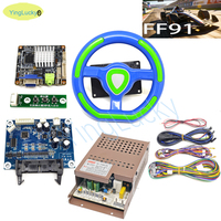 Volant de simulation de course pour enfants, jeu d'arcade à monnayeur, kit FF91 DIY, carte mère, câbles, plastique, anglais, USB, réaliste