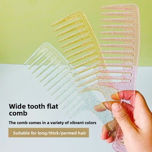 Peine de Plástico de Dientes Anchos para Cabello Largo Rizado y Liso, Sin Enredos, para Mujer, Uso Doméstico, Colorido y a la Moda - Product Image 3