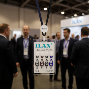 Laccetto da collo Ilan 45 cm con clip per badge, set da 8 pezzi Santiago - Product Image 3