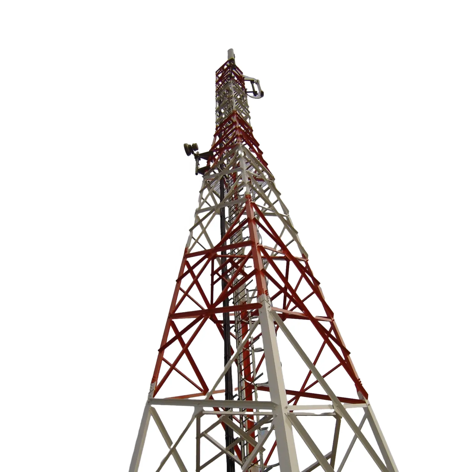 Menara Telekomunikasi dengan bahan petir dan Anting, lampu penerbangan, sistem penahan jatuh menara baja berkaki 3 atau 4