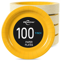 Assiettes en papier rondes jetables écologiques biodégradables personnalisées de 6, 9, 10 et 12 pouces avec logo personnalisé pour supermarchés et vente au détail