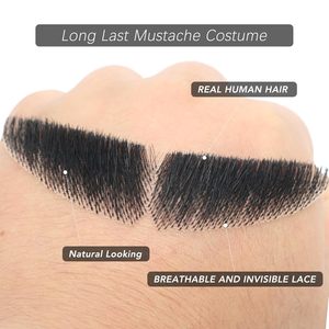 <span class=keywords><strong>Baffi</strong></span> <span class=keywords><strong>Finti</strong></span> Diritti in Capelli Umani, Barba Invisibile Annodata a Mano, Barba Finta Realistica per Uomini - Product Image 3