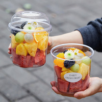 Custom Logo Wegwerp Plastic Huisdier Ronde Deli Bakjes Cake Yoghurt Salade Kopjes Dessert 16 Oz Dome Deksel Acai Kom
