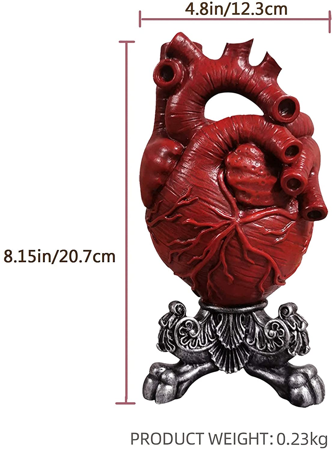 acrylic resin heart vase