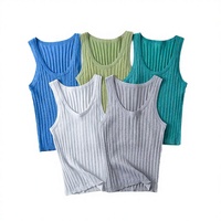 Tank Top Rajut Kasual Musim Panas Pria Ukuran Besar Bahan Polyester/Katun Tanpa Lengan Bordir 3D Motif Polos
