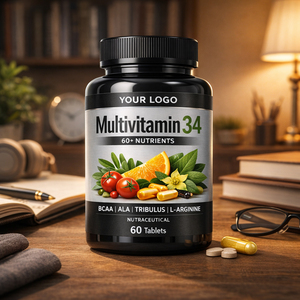 Multivitamines certifiées GMP 34, complément sportif avec BCAA et L-arginine, logo personnalisé, multivitamines 34 comprimés - Product Image 6