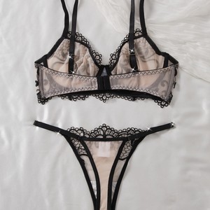 Ensemble de lingerie sexy en dentelle brodée de fleurs, avec <span class=keywords><strong>porte</strong></span>-jarretelles floral, nouveauté été, sous-vêtements érotiques <span class=keywords><strong>pas</strong></span> chers, vente chaude - Product Image 2