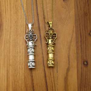Ancient Totem Pendant Necklace Tribal Symbol Jewelry, Gold Totem Amulet, <b>Vintage</b> Boho Statement Necklace Spiritual Power Charm - Product Image 1