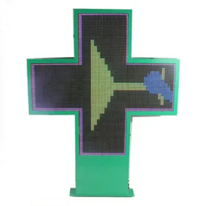 Niyakr Groen En Blauw Bicolor Led Apotheek Kruis, Geanimeerde Led Apotheek Kruis Teken Controlekaart