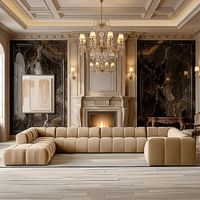 Canapé modulaire en tissu beige de style nordique pour salon, hôtel de luxe, espace lounge avec design esthétique minimaliste