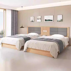 Juego de Muebles de Dormitorio para Hotel Comercial Económico, Estructura de Cama de Madera Maciza con Cabecera Tapizada, Mesitas de Noche y Mueble para TV - Product Image 5