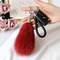 Porte-clés en fourrure de renard pour sac à main féminin