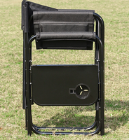 Chaise de camping en fer, pliable, robuste, avec table latérale, pour adultes, poche, plage, pêche, pique-nique, concert, utilisation en extérieur