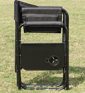 Chaise de camping en fer, pliable, robuste, avec table latérale, pour adultes, poche, plage, pêche, pique-nique, concert, utilisation en extérieur - Product Image 3