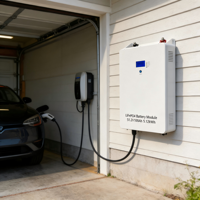 Módulo de Batería LiFePO4 de 5.12KWh 51.2V 300Ah para Montaje en Pared, para Sistema de Almacenamiento de Energía Solar Doméstico, BMS, 2000 Ciclos, 0.5-43C