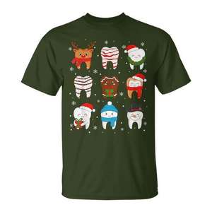 Dental Christmas Cute <b>Dentist</b> Crew T-Shirt-China Model A10964 - Product Image 1