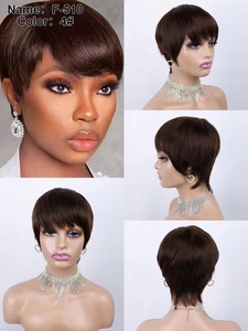 Letsfly - Pelucas Cortas Pixie de Cabello Humano 100% Natural, Hechas a Máquina, Colores de Cabello Brasileño, Pelucas al por Mayor para Mujeres Negras, 17.6$ - Product Image 5