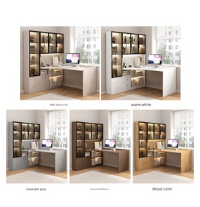 Estantería de escritorio de esquina JYN, combinación de gabinete de escritorio de estudio de escritorio de madera maciza integrada para el hogar - Product Image 5