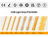 Luz RGB Raymates, 576 LED, Lámparas LED COB de 8 mm, 14 W, Uniformes, ODM, OEM, CE, RoHS, UL, 24 V, Tira de Luz LED Flexible USB para Uso Doméstico