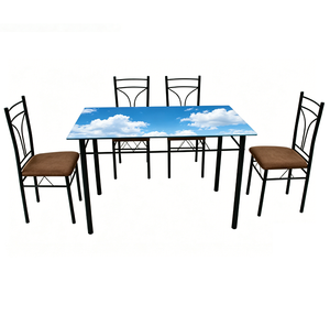 Mesa de <span class=keywords><strong>Comedor</strong></span> Convertible Moderna YUKAI con Vidrio Templado y Asientos Acolchados, Incluye <span class=keywords><strong>Cuatro</strong></span> <span class=keywords><strong>Sillas</strong></span> para Apartamento, Modelo DS-03G - Product Image 3