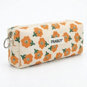Trousse à crayons et étui à stylos en velours côtelé doux à motif damier, fermeture éclair fluide – Organisateur compact pour l'école et les cosmétiques pour filles et femmes - Product Image 3